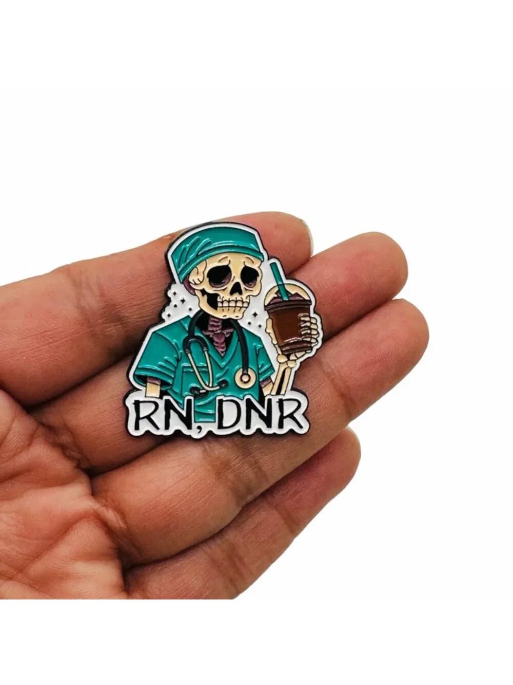 ⭐RN DNR Skeleton Doctor Enamel Pins Healthcare Worker Brooches Metal Skeleton